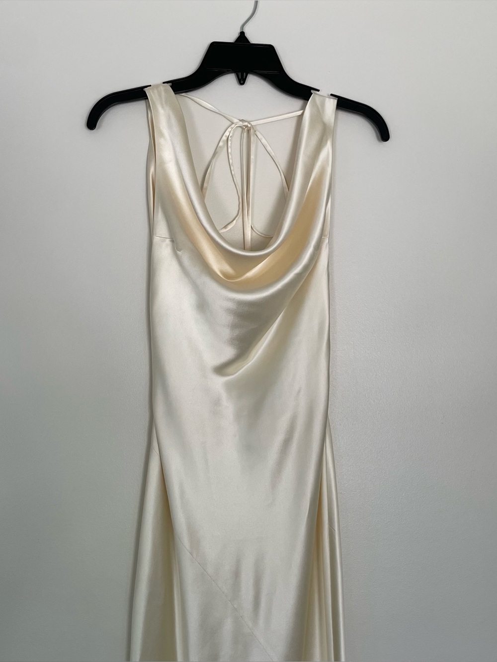 Mirror Palais Ivory Plunging Back Cowl Silk Blend Dress - XS